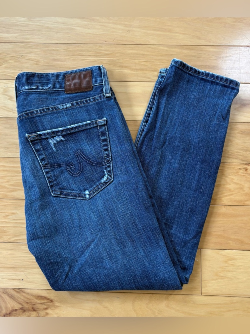AG Adriano Goldschmied Ex Boyfriend Jeans Women 28R  Slim Slouchy Distress Denim